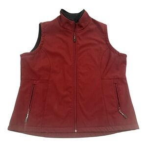 Roper Softshell Vest Red Burgundy Women’s 1X Full Zip Stretch Lined